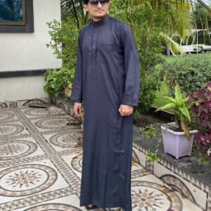 Men's Black Thobe/Jubba with Kali Stitching - Modest & Stylish