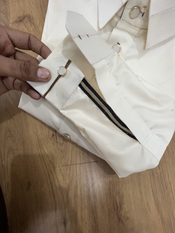 Men's Elegant Cream Kurta with Brown Accents - Image 3
