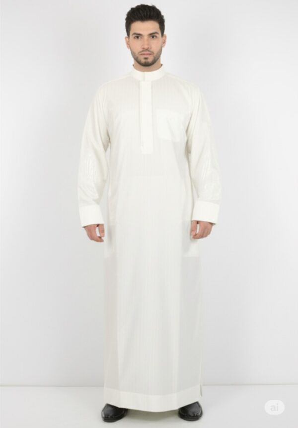 Men's Elegant Off-White Arabi Jubba / Thobe - Traditional Classic Fit Dishdasha