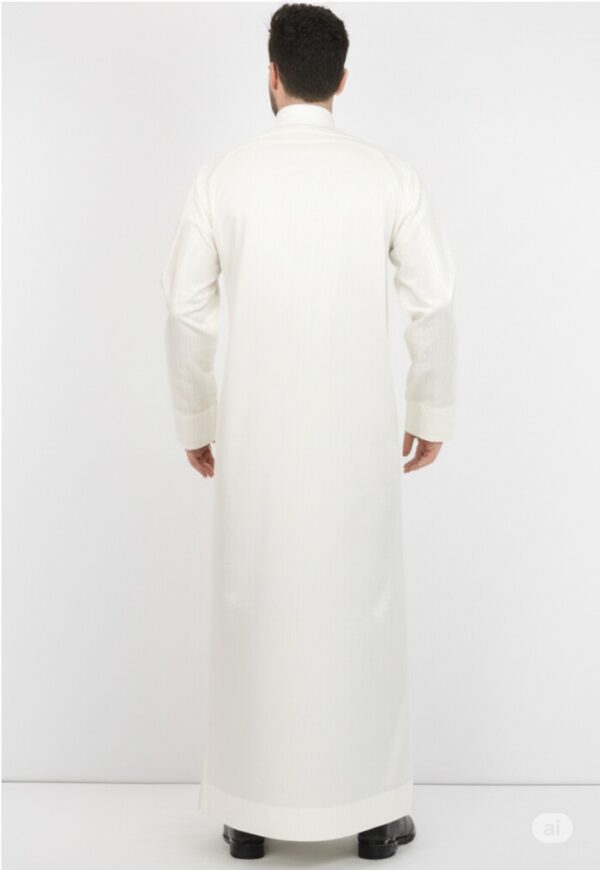 Men's Elegant Off-White Arabi Jubba / Thobe - Traditional Classic Fit Dishdasha - Image 3